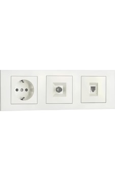 Ovivo Grano Beyaz Üçlü Set Topraklı Priz+tv Prizi+nümeris+üçlü Çerçeve