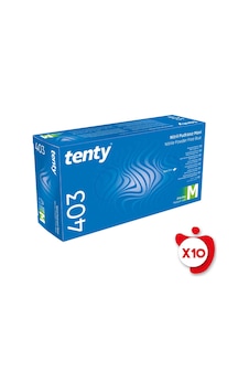 Tenty 403 Pudrasız Nitril Eldiven M Beden Mavi 100'lü 10 Paket