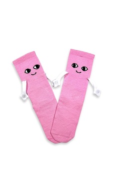 Yedi Renk Mıknatıslı El Ele Tutuşan Çorap Arkadaşlık Spor Çorabı Eğlenceli Ve Komik Pembe