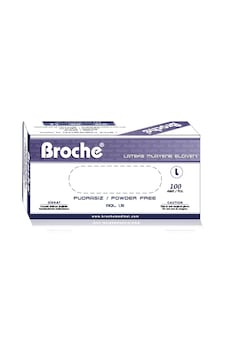 Broche Lateks Pudrasız Muayene Eldiveni 100'lü Broche Lateks Pudrasız Muayene Eldiveni 100'lü