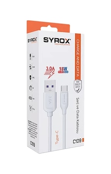 Syrox C109 3.0a 18w Type-c Şarj & Data Kablosu Syrox C109 3.0a 18w Type-c Şarj & Data Kablosu