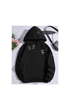 Tarzsokak Kapşonlu Sweatshirt Siyah Ç Harfi İsme Özel Tasarım Tarzsokak Kapşonlu Sweatshirt Siyah Ç Harfi İsme Özel Tasarım