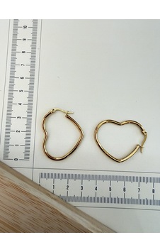 Paslanmaz Çelik Kalp Modeli Halka Küpe 38mm Altın Paslanmaz Çelik Kalp Modeli Halka Küpe 38mm Altın