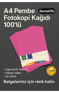Pembe Renk A4 Fotokopi Kağıdı 100'lü Yüksek Kalite Pembe Renk A4 Fotokopi Kağıdı 100'lü Yüksek Kalite
