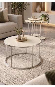 Sulorahome Gümüş Metal Ayaklı Krem Renkli 4'lü Sehpa Seti Sulorahome Gümüş Metal Ayaklı Krem Renkli 4'lü Sehpa Seti