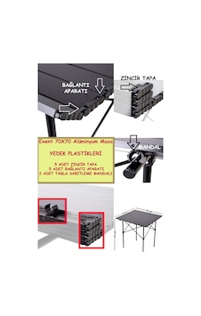 Exent 70x70 Alüminyum Masa Yedek Plastikleri-12 Adet Çok Renkli