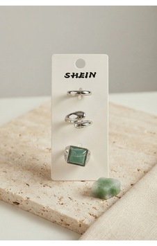 Gümüş Renk Pirinç 3'lü Yeşil Taşlı Detaylı Vintage Kadın Yüzük Kombini Byk4293 Çok Renkli Gümüş Renk Pirinç 3'lü Yeşil Taşlı Detaylı Vintage Kadın Yüzük Kombini Byk4293 Çok Renkli
