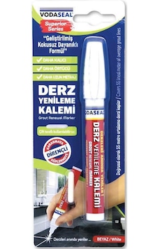 Vodaseal Çift Uçlu Su Bazlı Kokusuz Kalıcı Derz Kalemi Beyaz Vodaseal Çift Uçlu Su Bazlı Kokusuz Kalıcı Derz Kalemi Beyaz