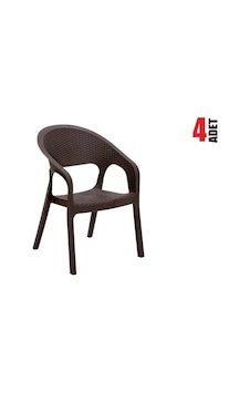 4 Adet Garden Kahve Sandalye Balkon Bahçe Teras Kahve 4 Adet Garden Kahve Sandalye Balkon Bahçe Teras Kahve