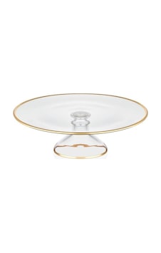 Decorium Cam Ayaklı 33 Cm Servis Tabağı Dalia Altın M06460-ab Şeffaf Decorium Cam Ayaklı 33 Cm Servis Tabağı Dalia Altın M06460-ab Şeffaf
