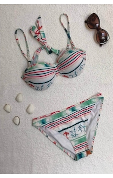 Dagi Straplez Destekli Push-Up Desenli Beyaz Bikini Takımı-Beyaz-42 Dagi Straplez Destekli Push-Up Desenli Beyaz Bikini Takımı-Beyaz-42