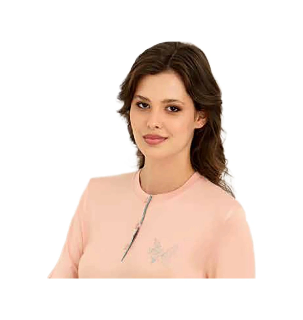 Rozalinda 3923 Kadın Kışlık Ön Üç Düğmeli O-yaka Büyük Beden Pijama Takım Somon Rozalinda 3923 Kadın Kışlık Ön Üç Düğmeli O-yaka Büyük Beden Pijama Takım Somon