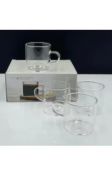 Paşabahçe D001 Deli Glass Kulplu Cam Bardak 130cc 4 Lü Şeffaf