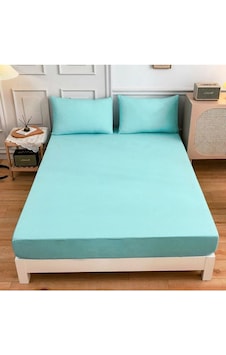 Çift Kişilik Lastikli Kumaş Çarşaf + 2 Yastık Kılıfı Mint Çift Kişilik Lastikli Kumaş Çarşaf + 2 Yastık Kılıfı Mint