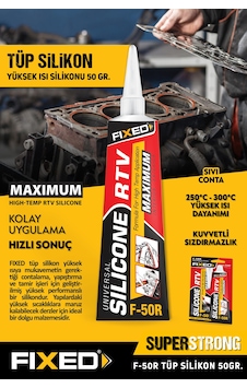 F50r 300 Isıya Dayanıklı Kırmızı Rtv Sıvı Conta Tüp Silikon 50 Gr Yüksek Isı Silikonu