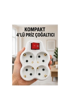 Kompakt 4 Lü Priz Çoklayıcı Anahtarlı Ev Ofis Priz Çoğaltma Adaptörü Kompakt 4 Lü Priz Çoklayıcı Anahtarlı Ev Ofis Priz Çoğaltma Adaptörü