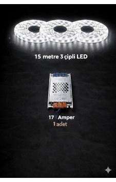 3 Çipli 15 Metre Let + Trafo 15 Metre Beyaz