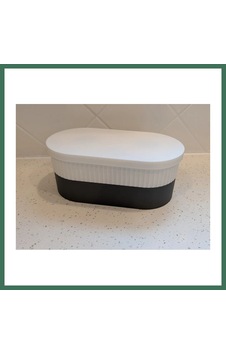 En-cag 3d Baskı İki Rulo Tuvalet Kağıdı Saklama Kutusu Kapaklı Çizgili Banyo Organizeri Minimalist - Beyaz Kapak Bss