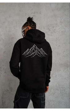 Tarzyeri Erkek Nihilist Penguen Özel Tasarım Oversize Kapüşonlu Sweatshirt Siyah