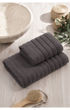Elart Line Havlu Seti Pamuklu 2 Adet 50x90 Cm Antrasit Antrasit