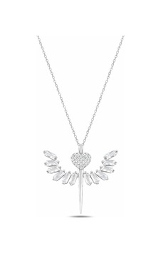 Çekirdekjewelry 925 Ayar Gümüş Zirkon Taşlı Melek Kanadı Kalp Kolye Rodyum Kaplama Şık Tasarım Gümüş Çekirdekjewelry 925 Ayar Gümüş Zirkon Taşlı Melek Kanadı Kalp Kolye Rodyum Kaplama Şık Tasarım Gümüş