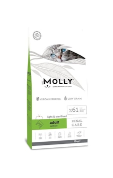 Molly Düşük Tahıllı Hypoallergenic Somonlu Light Kısırlaştırılmış Yetişkin Kedi Maması 15 Kg Molly Düşük Tahıllı Hypoallergenic Somonlu Light Kısırlaştırılmış Yetişkin Kedi Maması 15 Kg