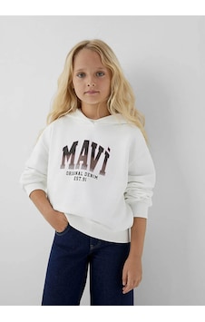 Mavi Logo Baskılı Kapüşonlu Ekru Kız Çocuk Sweatshirt M7s10179-70057 Mavi Logo Baskılı Kapüşonlu Ekru Kız Çocuk Sweatshirt M7s10179-70057