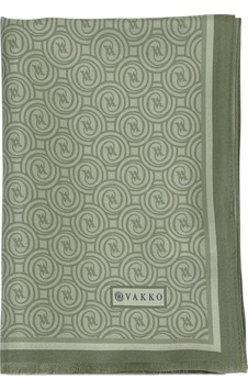 Vakko Twill İpek Şal - Helezon Monogram - Yağ Yeşili Vakko Twill İpek Şal - Helezon Monogram - Yağ Yeşili