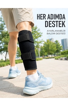 Alt Baldır Destekliği Çift Sabitleme Bantlı Ayarlanabilir Spor Baldırlığı Siyah