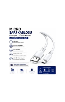 Micro Şarj Kablosu Hızlı Şarj Güçlü Kablo Vakumsuz Açık Ürün