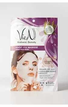 Vien Kağıt Yüz Maskesi Collagen + Yoğun Nemlendirici + Besleyici Tek Kullanımlık