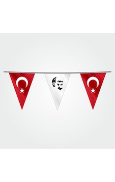 İpe Dizili Süsleme Üçgen Ata Ve Türk Bayrağı 50 Metre Tek Ebat İpe Dizili Süsleme Üçgen Ata Ve Türk Bayrağı 50 Metre Tek Ebat