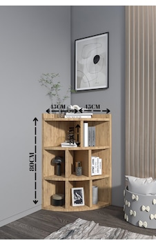 Oval Köşe Kitaplığı,8 Bölme Raflı Kitaplık,portatif Kurulum Atlantik Çam Oval Köşe Kitaplığı,8 Bölme Raflı Kitaplık,portatif Kurulum Atlantik Çam