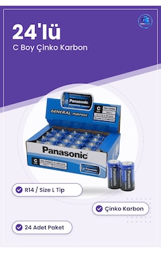 C Boy Pil 24'lü Çinko Karbon R14 Size L El Feneri Oyuncak Radyo U C Boy Pil 24'lü Çinko Karbon R14 Size L El Feneri Oyuncak Radyo U