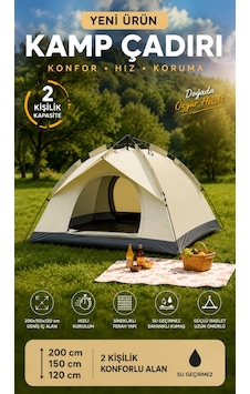 Çadır Tam Otomatik Kamp Çadırı 2 Kişilik 200x150 Cm 3 Saniyede Kurulum Su Geçirmez Geniş Çadır Outdoor Bej Çadır Tam Otomatik Kamp Çadırı 2 Kişilik 200x150 Cm 3 Saniyede Kurulum Su Geçirmez Geniş Çadır Outdoor Bej