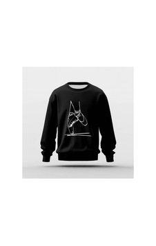Ada Kostüm Tasarım Point Baskılı Basic Sweatshirt Siyah Ada Kostüm Tasarım Point Baskılı Basic Sweatshirt Siyah