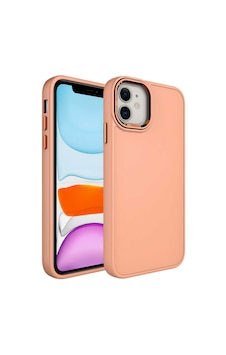 Apple Uyumlu iPhone 11 Uyumlu Metal Çerçeve Ve Buton Tasarımlı Silikon Zore Luna Kılıf-yavruağzı Yavruağzı -