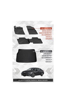 Sahler Hyundai Elantra 2021+ Uyumlu 4.5d Premium Havuzlu Oto Paspas Ve Liner Marka 3d Bagaj Havuzu