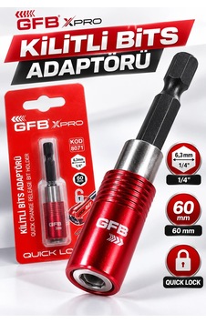 Gfb X-pro Kilitli Bits Adaptörü 60 Mm 1/4" Manyetik Quick Lock Hızlı Uç Değiştirme Aparatı Gfb X-pro Kilitli Bits Adaptörü 60 Mm 1/4" Manyetik Quick Lock Hızlı Uç Değiştirme Aparatı