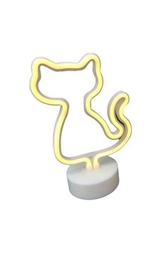 Neon Işıklı Kedi Lamba Pil+usb Pembe Işık Mz-122