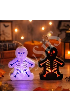 Halloween Işıklı Masa Süsü İskelet Çift Taraflı Siyah Beyaz Tüm Yaşlar Halloween Işıklı Masa Süsü İskelet Çift Taraflı Siyah Beyaz Tüm Yaşlar