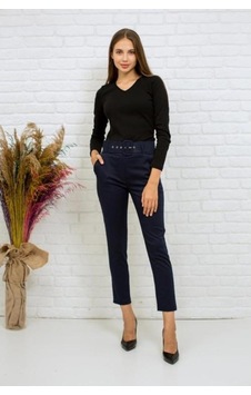 Bluence Beli Kemerli Dar Paça Lacivert Pantolon Lacivert