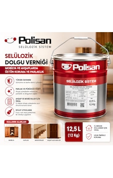 Selülozik Dolgu Verniği Mobilya Ve Ahşaplarda Dayanıklılık Ve Parlaklık Oluşturur 12,5 Litre 12 Kg Selülozik Dolgu Verniği Mobilya Ve Ahşaplarda Dayanıklılık Ve Parlaklık Oluşturur 12,5 Litre 12 Kg