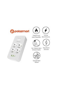Polosmart Termal Akım Korumalı Uzatma Kablosu 2m Beyaz Mp17 2 M