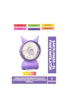 Sessiz 2 Kademeli Hafif Kablosuz 1200mah Pervaneli Taşınabilir Usb Şarjlı Masa El Fanı Vantilatör