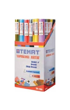 Temat Yapışkanlı Renkli Asetat 45cmx2m - 30'lu Paket Çok Renkli Temat Yapışkanlı Renkli Asetat 45cmx2m - 30'lu Paket Çok Renkli