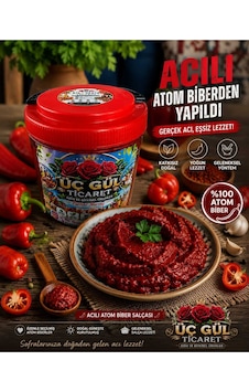 Üç Gül Ticaret El Yapımı Süs Biber Salçası Atom 1 Kg Üç Gül Ticaret El Yapımı Süs Biber Salçası Atom 1 Kg