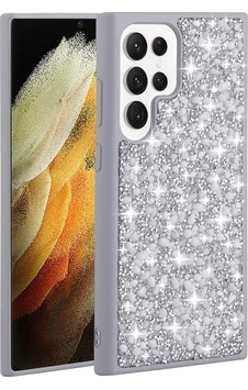 Samsung Galaxy Uyumlu S23 Ultra Kılıf Parlak Taşlı Tasarım Stone Linea Kapak