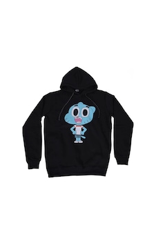 Gumball Watterson Kapüşonlu Sweatshirt Hoodie Siyah Çok Renkli