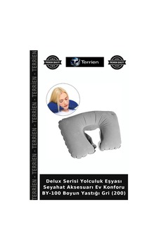 Delux Serisi Yolculuk Eşyası Seyahat Aksesuarı Ev Konforu By-100 Boyun Yastığı Gri 200